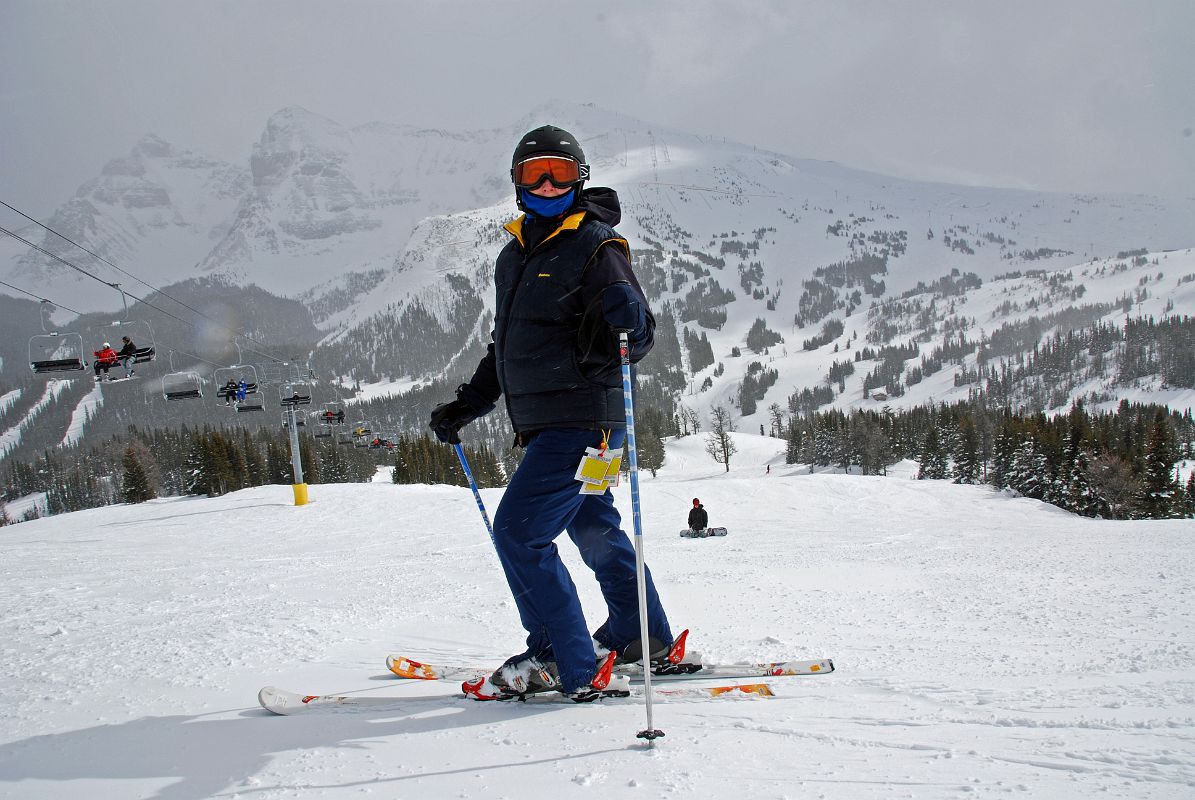 13 Charlotte Ryan At Top Of Wawa With The Eagles And Lookout Mountain Behind At Banff Sunshine Ski Area